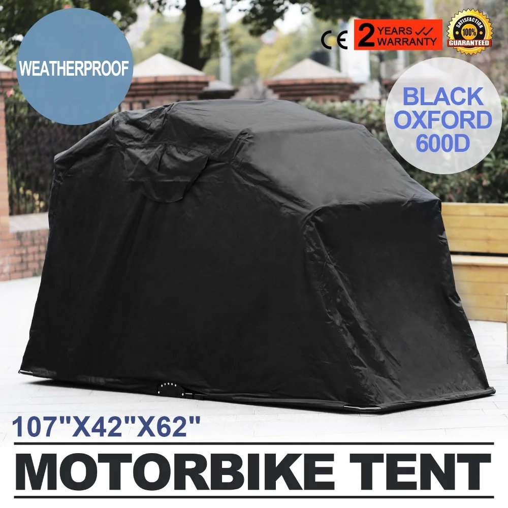 

Motorcycle Shelter Shed Strong Frame Motorbike Garage Waterproof 106.5"X41.5"X61" Motorbike Cover Tent Scooter Shelter