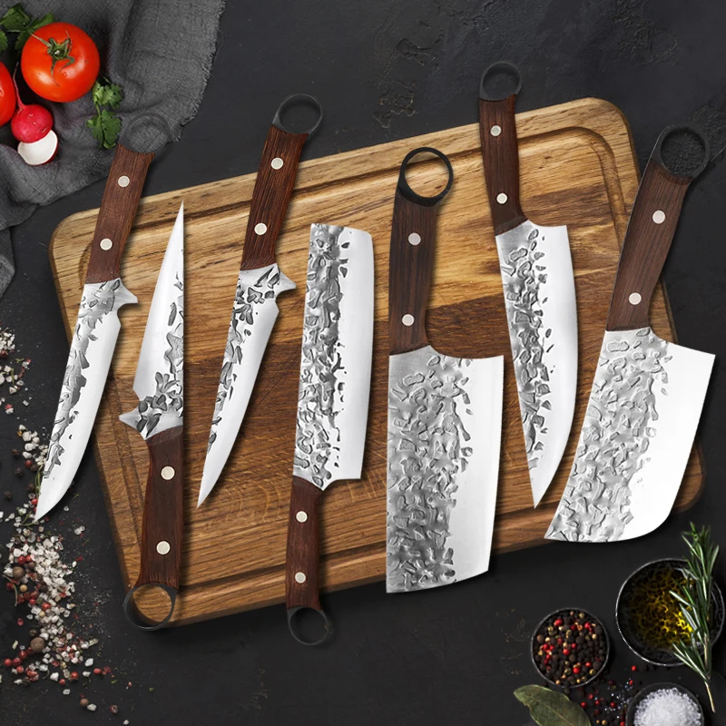 

Forged Boning Knife Slaughter Knife Hammer Pattern Stainless Steel Slicing Chef Knife Meat Cleaver Knives for Outdoor Fishing