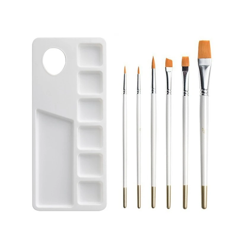 

Paint Tray Palettes with 6Paint Brush for Class DIY Craft Project Party