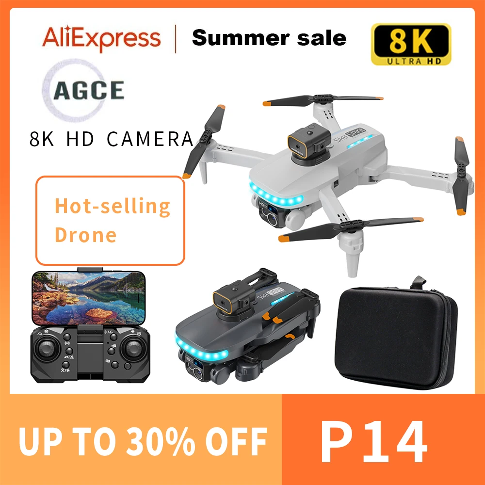 

AGCE P14 MAX Drone 8K HD GPS Профессиональный БПЛА Интеллектуальное предотвращение препятствий Складная двойная камера Безщеточный мини-самолет 5000M