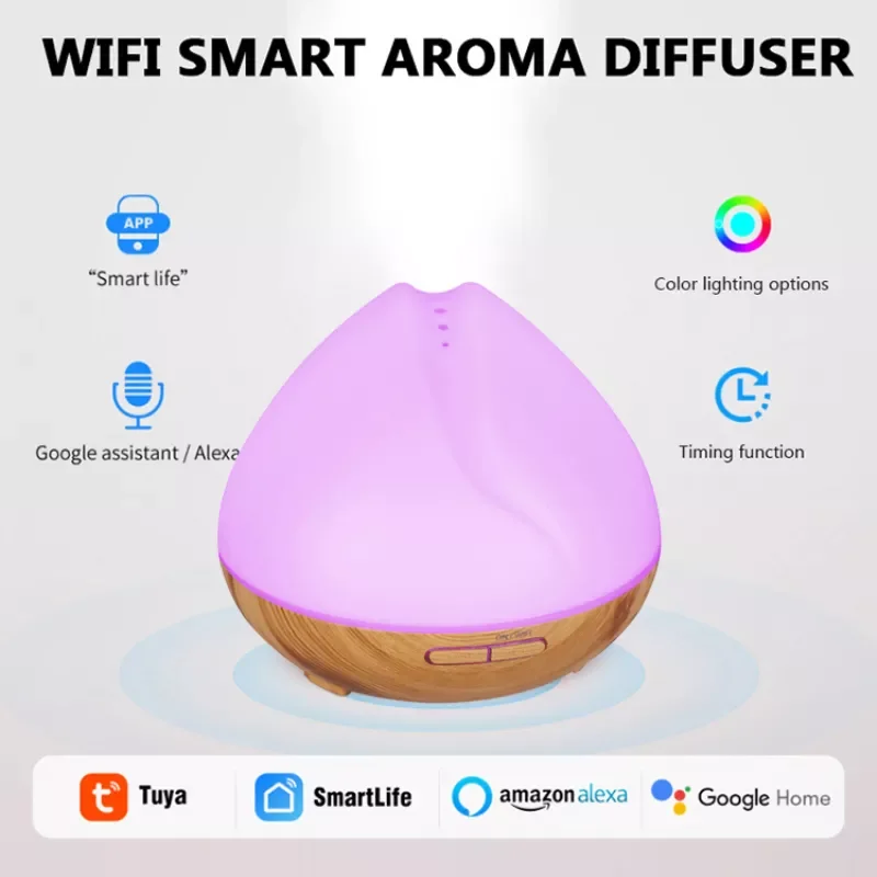 

Умный увлажнитель воздуха, аромадиффузор с Wi-Fi, умное управление через приложение, голосовое управление, умный дом Alexa, распылитель с управл...