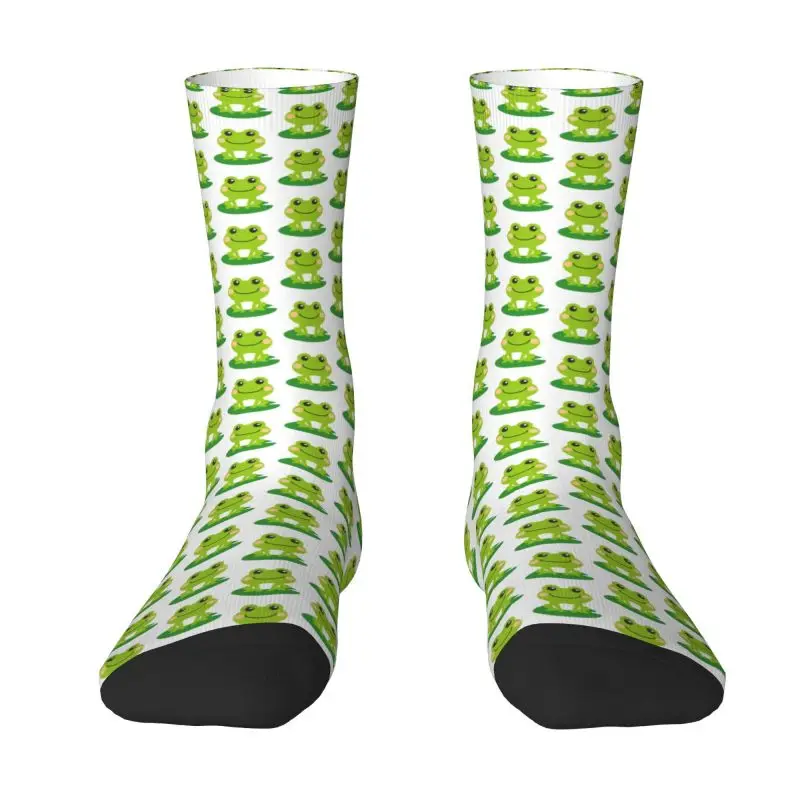 

Fun Print Frog On Lilypad Doodle Manga Socks for Men Women Stretchy Summer Autumn Winter Crew Socks