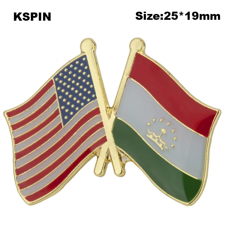 

U.S.A & Tajikistan Flag Badge Pins Badge Brooch Badges on Backpack Pin Brooch