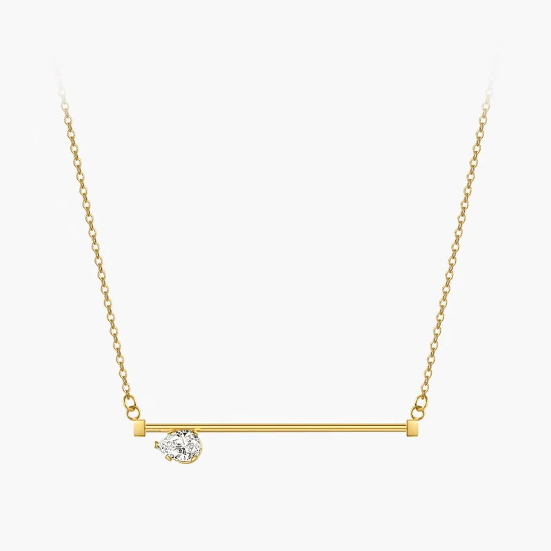 

ENFASHION Kpop One Line Zircon Necklace For Women Simple Necklaces 2022 Stainless Steel Fashion Jewelry Gold Color Party P213282