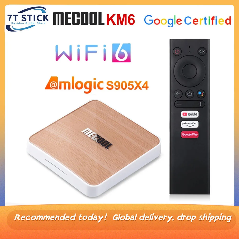 

Global 4GB 64GB 32GB Mecool KM6 deluxe edition TV Box Android 10 Amlogic S905X4 Google Certified Wifi 6 1000M BT Media Player
