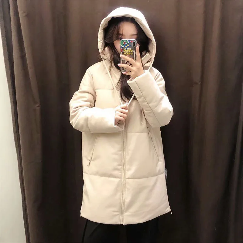 

Женское зимнее уличное пальто, 2021 стеганая куртка, однотонная теплая женская одежда на молнии, зимнее пальто