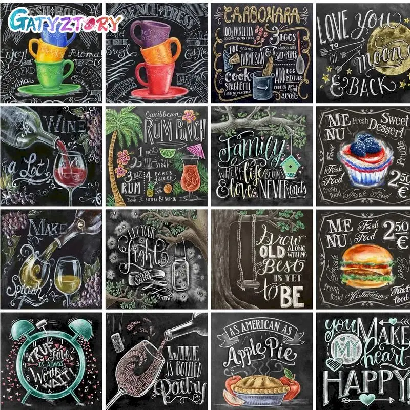 

GATYZTORY Painting By Number Food Posters Landscape Drawing On Canvas Handpainted Art Pictures By Number Kits Gift Diy Wall Deco