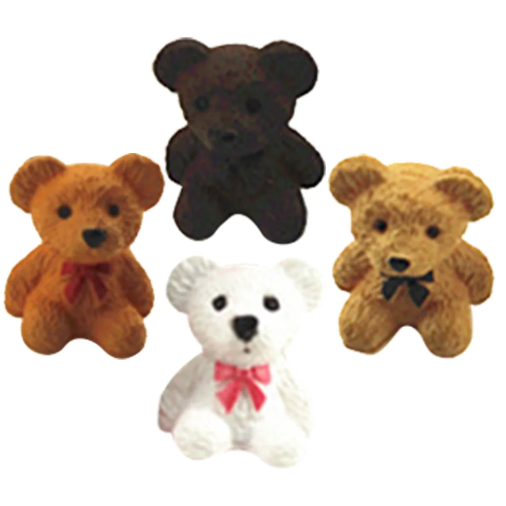 

4 Pcs Crafts Kids Mini Bear Small Models Plush Ornaments Tiny Figurines Miniature Child