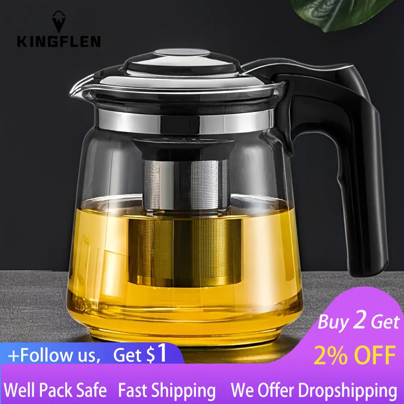 

1pc Glass Teapot With Tea Infuser 1500ml/50.7oz, Tea Filter, Glass Kettle, Office Tea Set, Home Teapot, Teaware