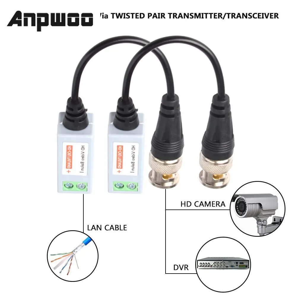 

ANPWOO CCTV Camera Passive Video Balun BNC Connector Coaxial Cable Adapter for Security CCTV Analog camera DVR Systems