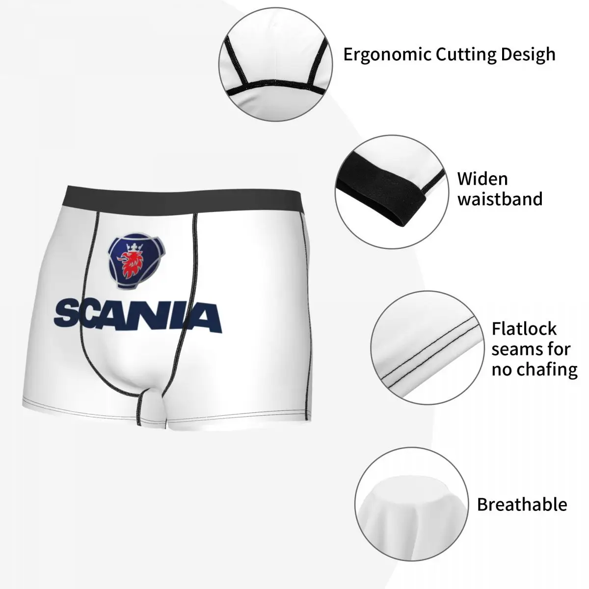 Custom Male Cool Swedish Saabs Scanias Underwear Automobile Trucks Boxer Briefs Breathable Shorts Panties Underpants