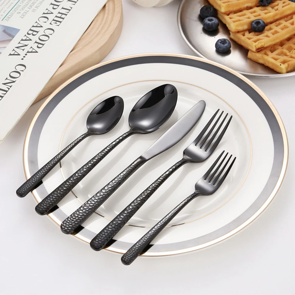 

4/5 piece set Gold Spoon Knife Set Gold Cutlery Knives Sets Wedding Tableware Forks Knives Spoons Silverware Travel Cutlery Set