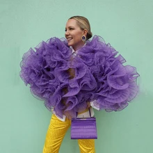 Purple New Design Pretty Fashion Women's Top Puffy Long Sleeves Ruffles Oversized Tops Woman Elegant Clothes Custom Made 2022 