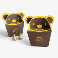 10pcslot carton bear square packaging box wedding gifts for guests folding biscuit packaging birthday party chocolate gift box