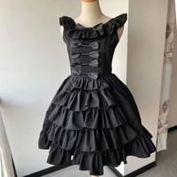 made for you lolita dress sleeveless black pleated bow ruffle skirt