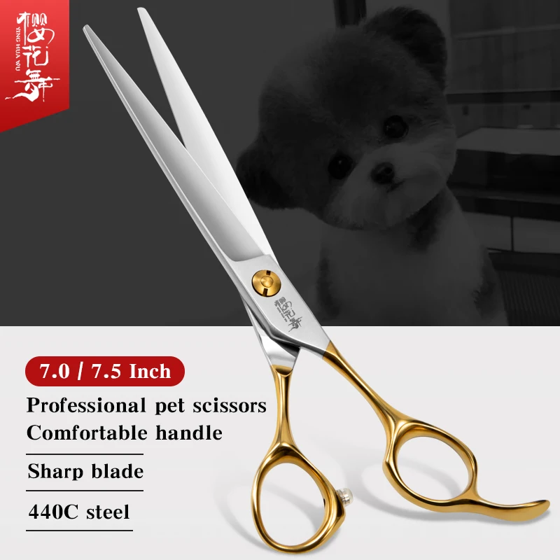 

Professional pet scissors Gold handle straight shears Bichon Frise Grooming Petist special trimming shears