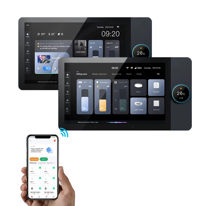 

8 inch wifi zigbee Smart home automation panel gateway background music amplifier with tuya smart life APP remote control Alexa