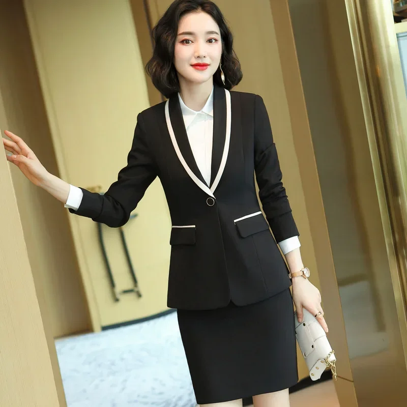 Элегантный женский серый костюм В президентском стиле Осень/Зима модный