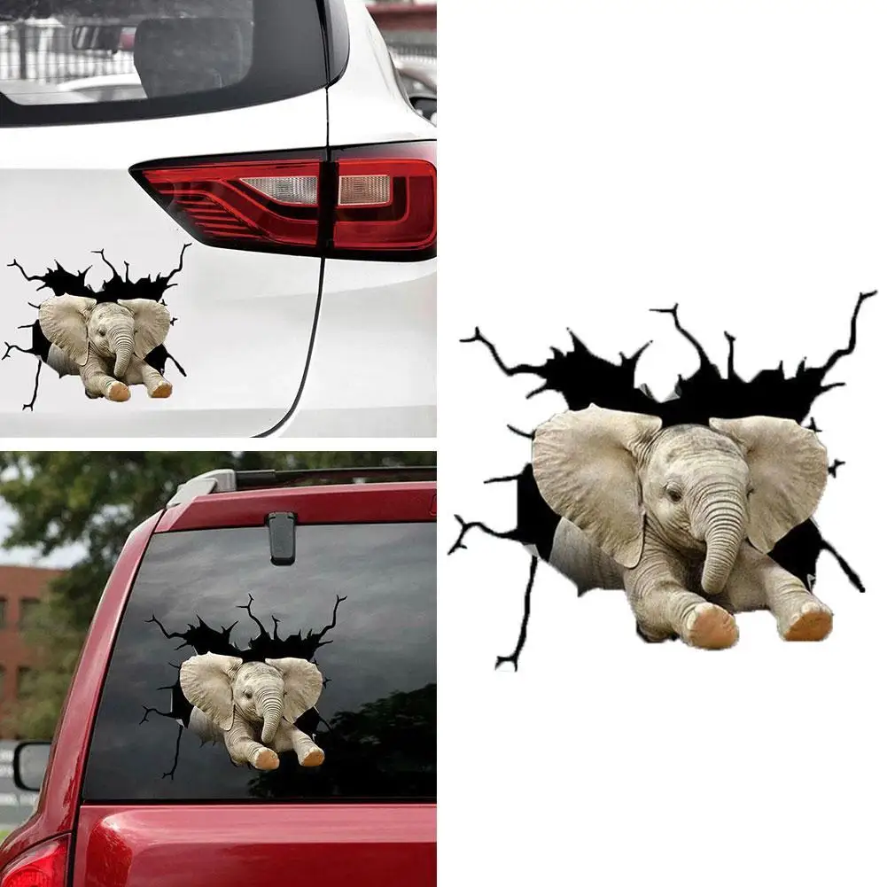 Наклейка на автомобиль в виде слона красочный дизайн наклейка с цветами черное