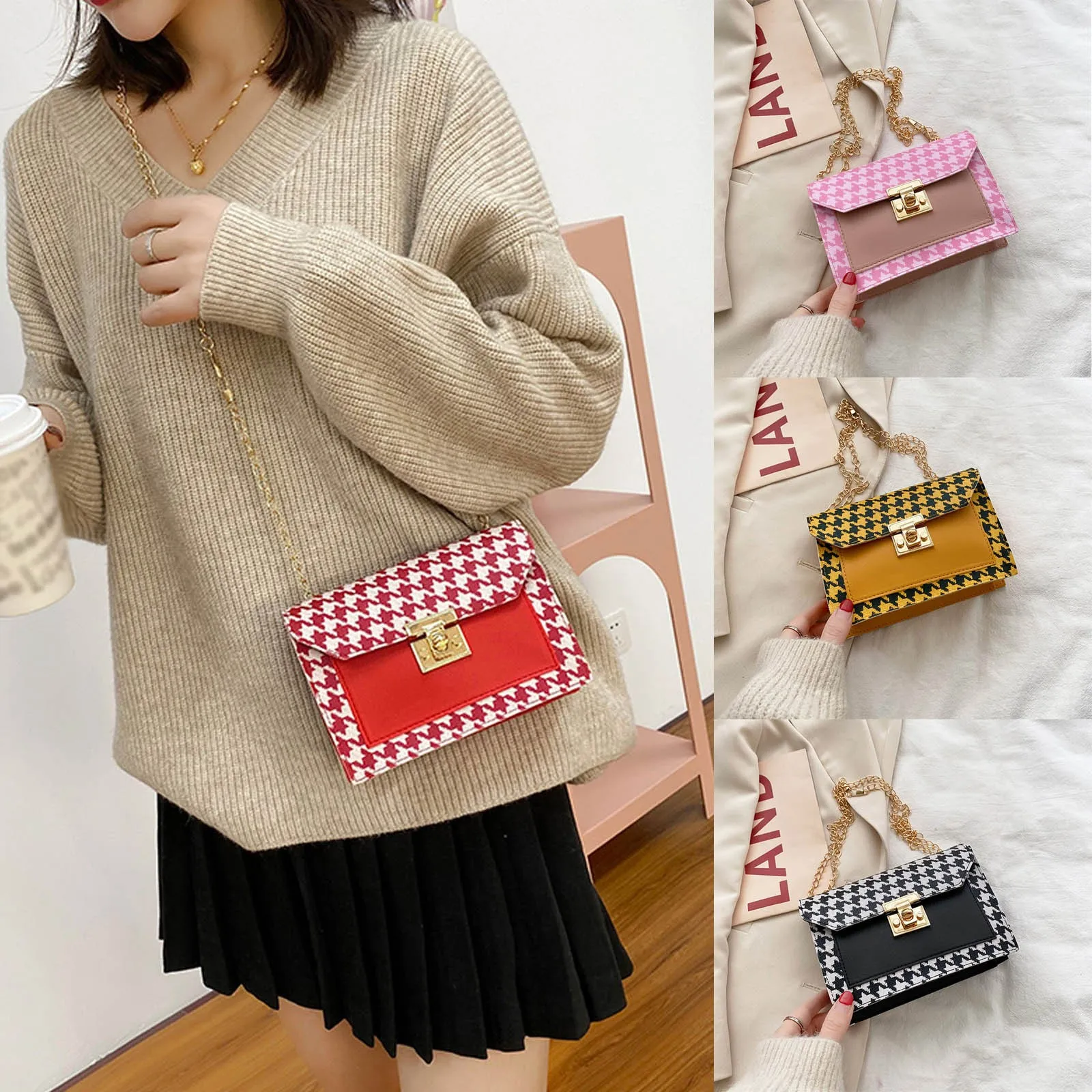 

Small Canvas Bag for Women Chain Bag Ladies Hasp Fashion Bag Bag Bag Shoulder Small Hand Messenger Waxed Canvas Messenger Bag