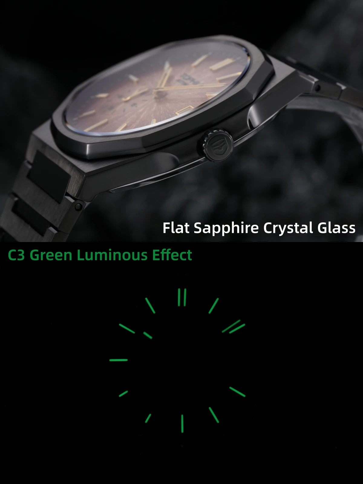 Фото Часы TOPHILL+ 38.7mm Ultra Slim Automatic Micro Rotor Hangzhou 5000A Luxury Enamel Sunray с интегрированным браслетом и сапфировым стеклом KIM001G №5