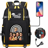 the umbrella academy backpack teenager school bag multifunction usb charging bag men women travel laptop bag backpack mochila