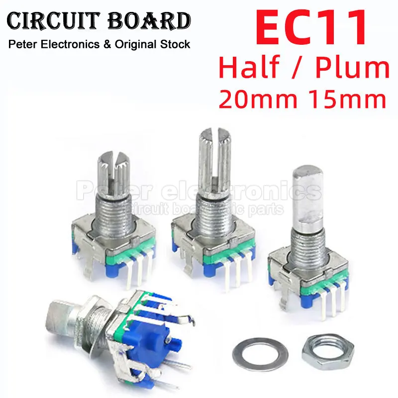 

5pcs EC11 Half / Plum Axis Rotary Encoder 20mm 15mm Handle Length Code Digital Potentiometer With Switch 5Pin 3PIN icpart