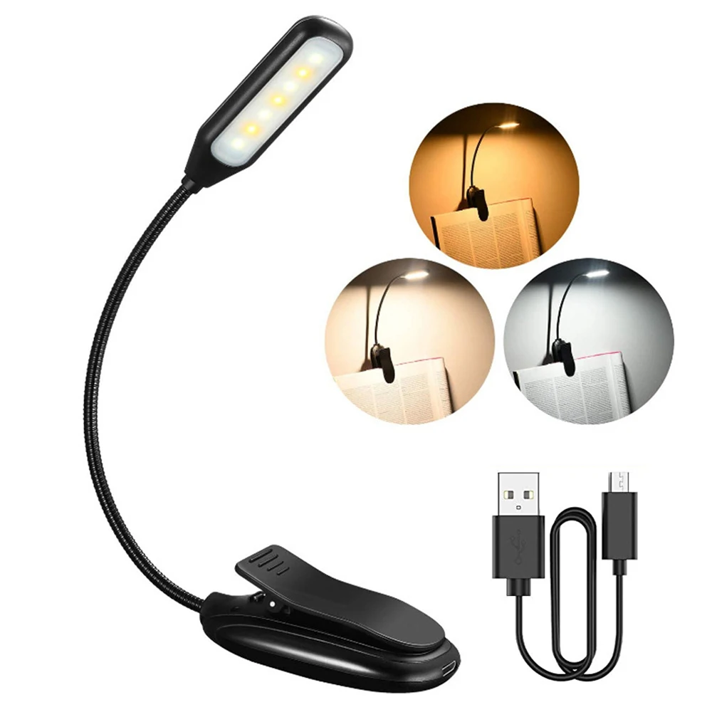 

LED Smart Light Rechargeable Book Light Clip Mini Music Score Night Light Warm Cold Portable Table Lamp Eye-Friendly Lighting