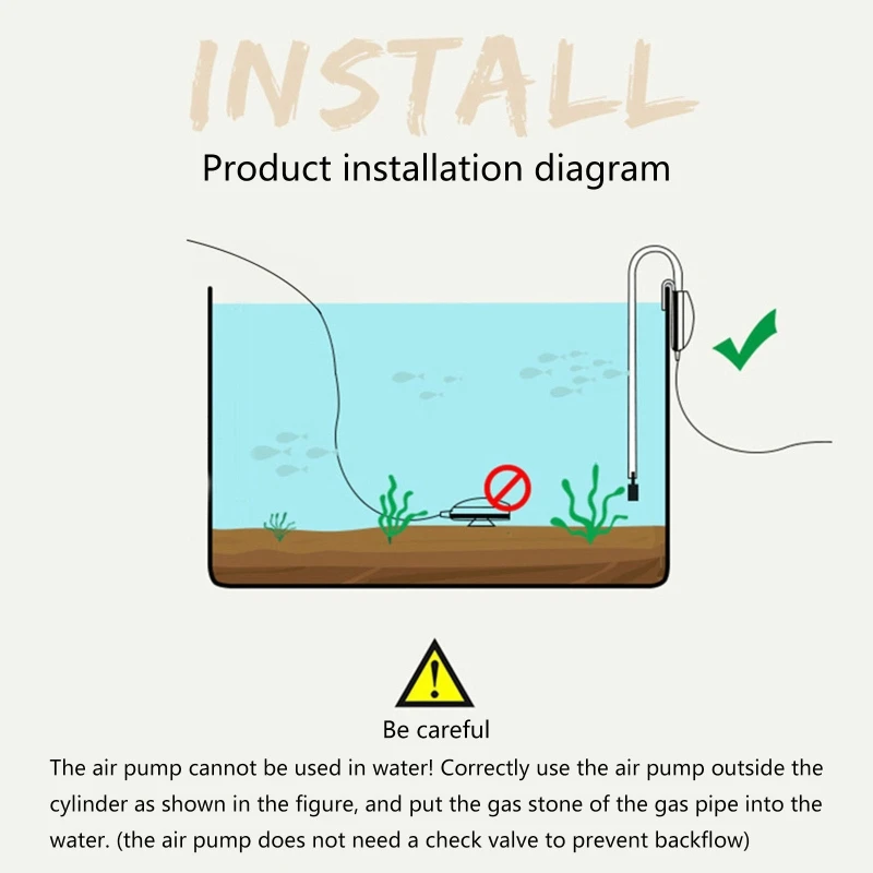 

Aquarium Air Pump Portable Fish for Tank Aerator Quiet Mini Oxygen Pump