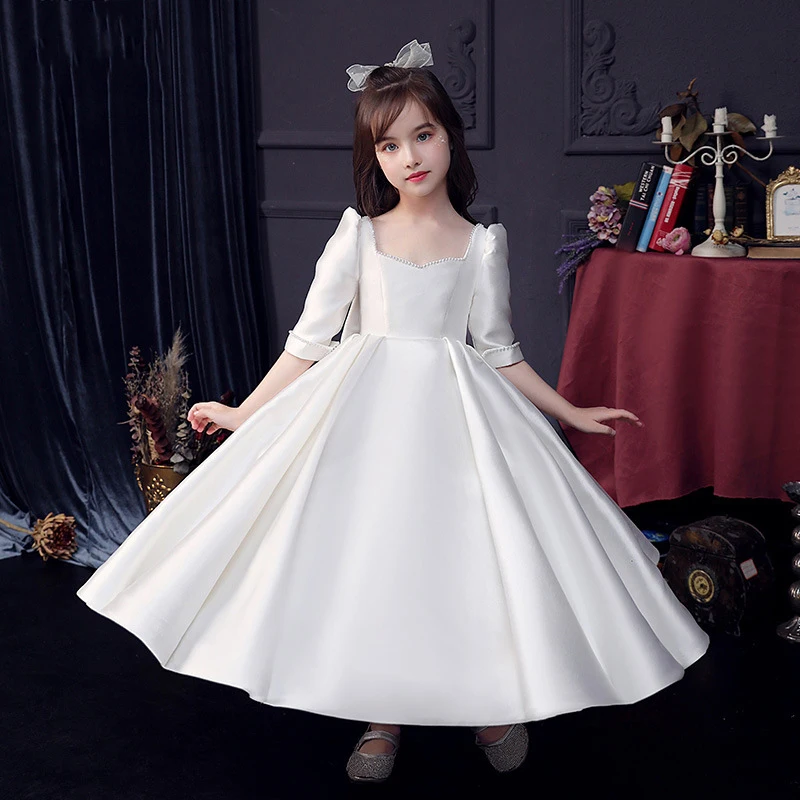 Children'S Dress Princess Dress Fluffy Yarn Children'S Flower Girl Wedding Dress Host Evening Dress Piano Performance Dress