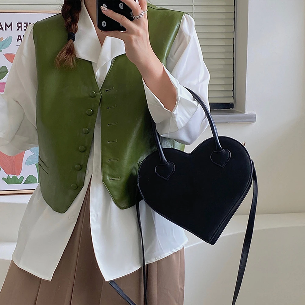Fashion Design Women's Shoulder Bag Vintage Cool Girls Love Heart Handbags Retro Female Black Small Tote Purse Messenger Bags