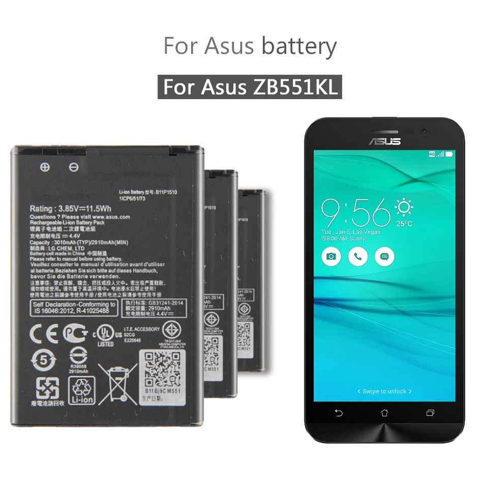 

For ASUS ZB551KL Phone Battery For ASUS ZenFone Go TV ZB551KL X013DB 11P1510 3010mAh Batteria + Tracking Number