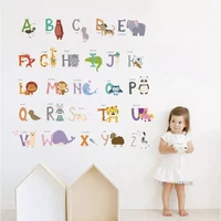 cartoon 26 abc alphabet words animals wall stickers for kids rooms nursery home decor pvc wall decals diy wallpaper