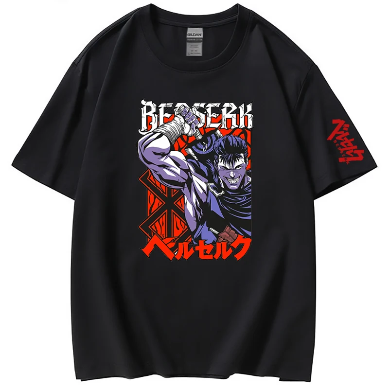 

T Shirt Men's Short Sleeve Breathable Dark Berserk Anime Printed Casual Shirt Cotton Oversized Tee