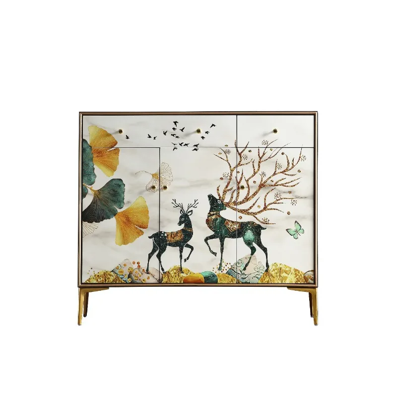 

Light luxury style shoe cabinet, entrance cabinet, painted modern simple living room, complete decoration cabinet