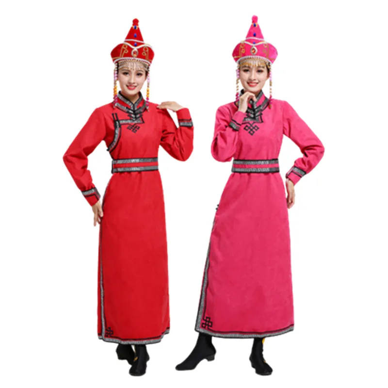 

Платье монгольское с длинным рукавом, красный цвет