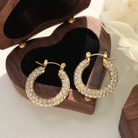 amaiyllis 18k gold light luxury fashion u shape full zircon drop earrings temperament personality trend hoop earring jewelry