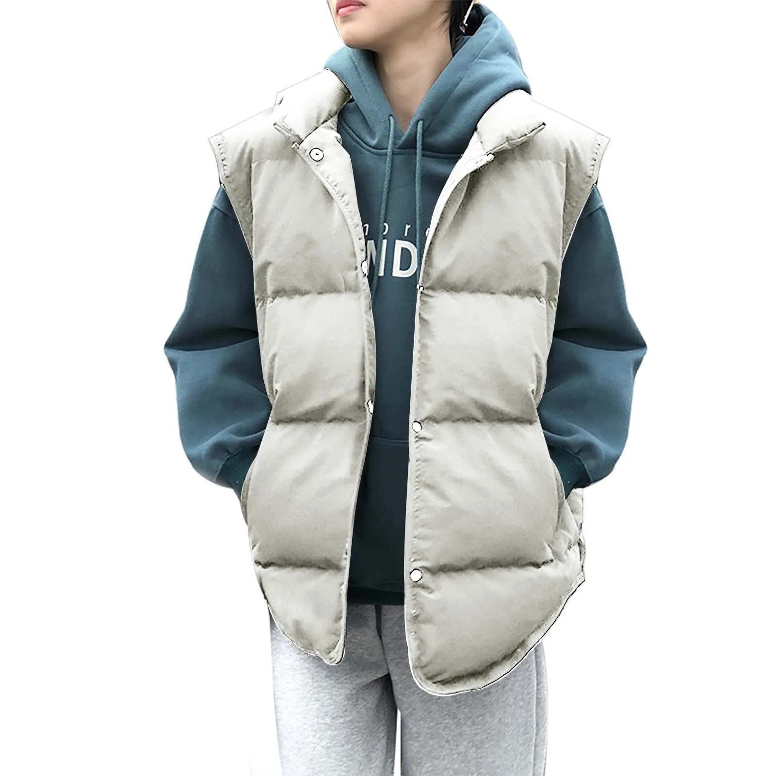 

Women's Autumn And Winter Stand Collar Loose Coat Fashionable Warm Ladies Cropped Vest Casual Versatile Ladies Waistcoat