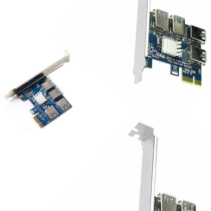 

PCI-E To USB Adapter 4-Port PCI-E X1 To USB 3.0 Riser Card Extender Board Mining Accessory