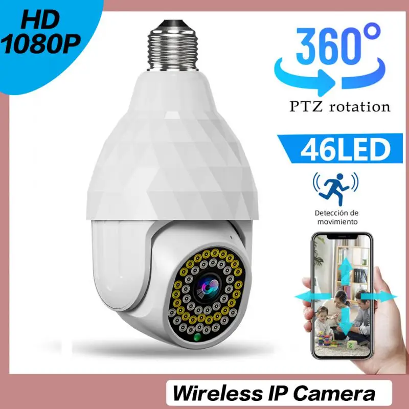

Умная камера с подсветильник E27, Wi-Fi HD инфракрасная камера ночного видения с автоматическим слежением за человеческим телом, удаленный мони...
