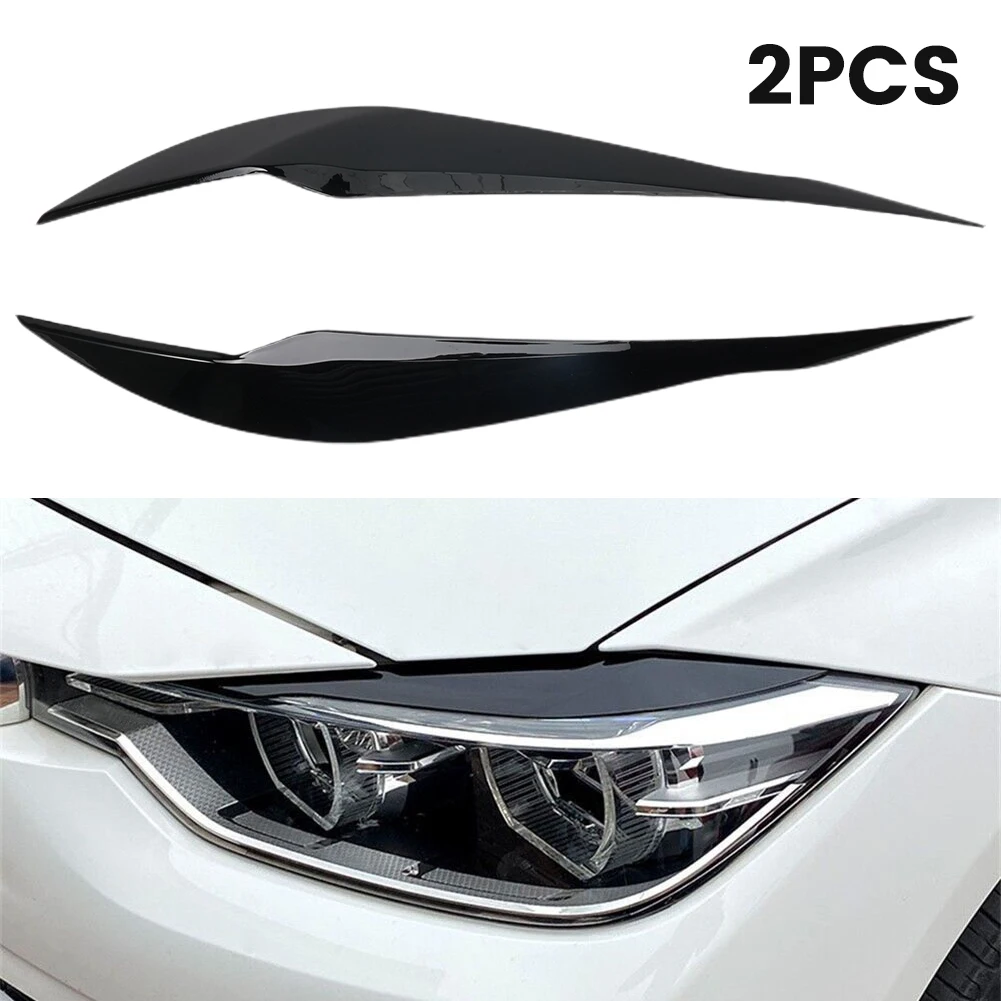 

2Pcs F30 Headlight Cover Eyelid Gloss Black ABS Plastic Eyebrow 40*5*5cm Exterior Trim Car Parts For BMW F30 Saloon 2012-2018
