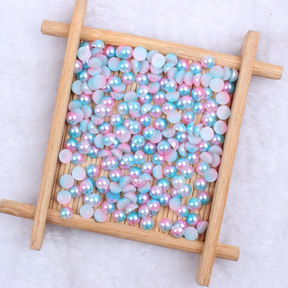 Новые полукруглые жемчужины Light Rose Rainbow Color размером 3-10 мм на клей для декорирования свадебных нарядов, одежды, ногтей и ручной работы.