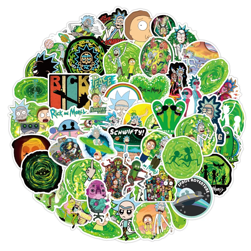 50 новых наклеек с граффити Рик и Морти водонепроницаемые наклейки на чемодан
