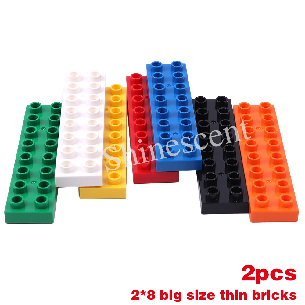 

2pcs Big Size Building Blocks Construction 2x8 Dots Thin Brick DIY Toys Compatible with All Major Brands for Children 3+ Ages
