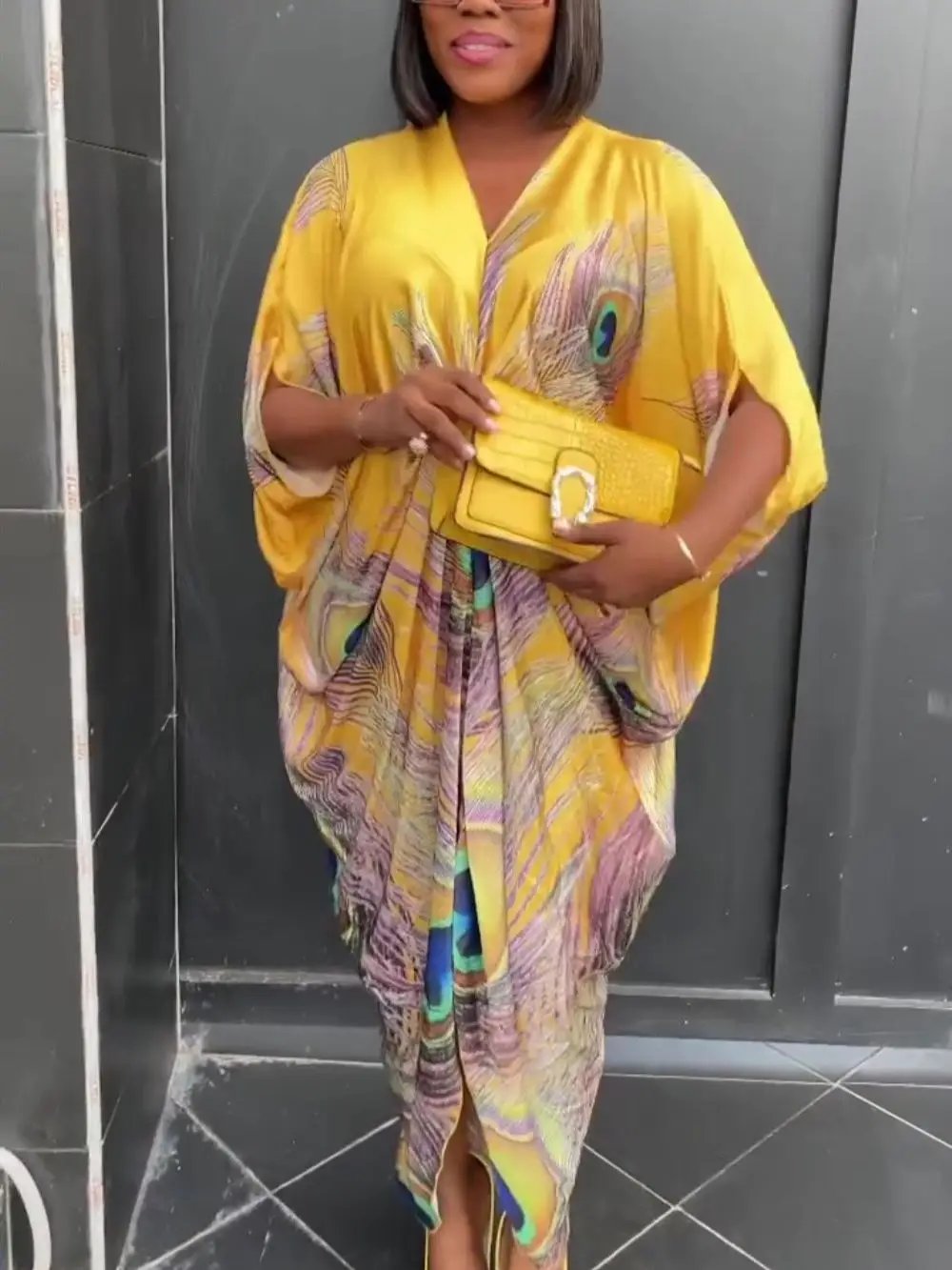 Plus Size Satin Dress Women Print Loose Wide Elegant Cloth Lady Casual Long Robe 2023 Summer Trendy Evening Party New In Dress