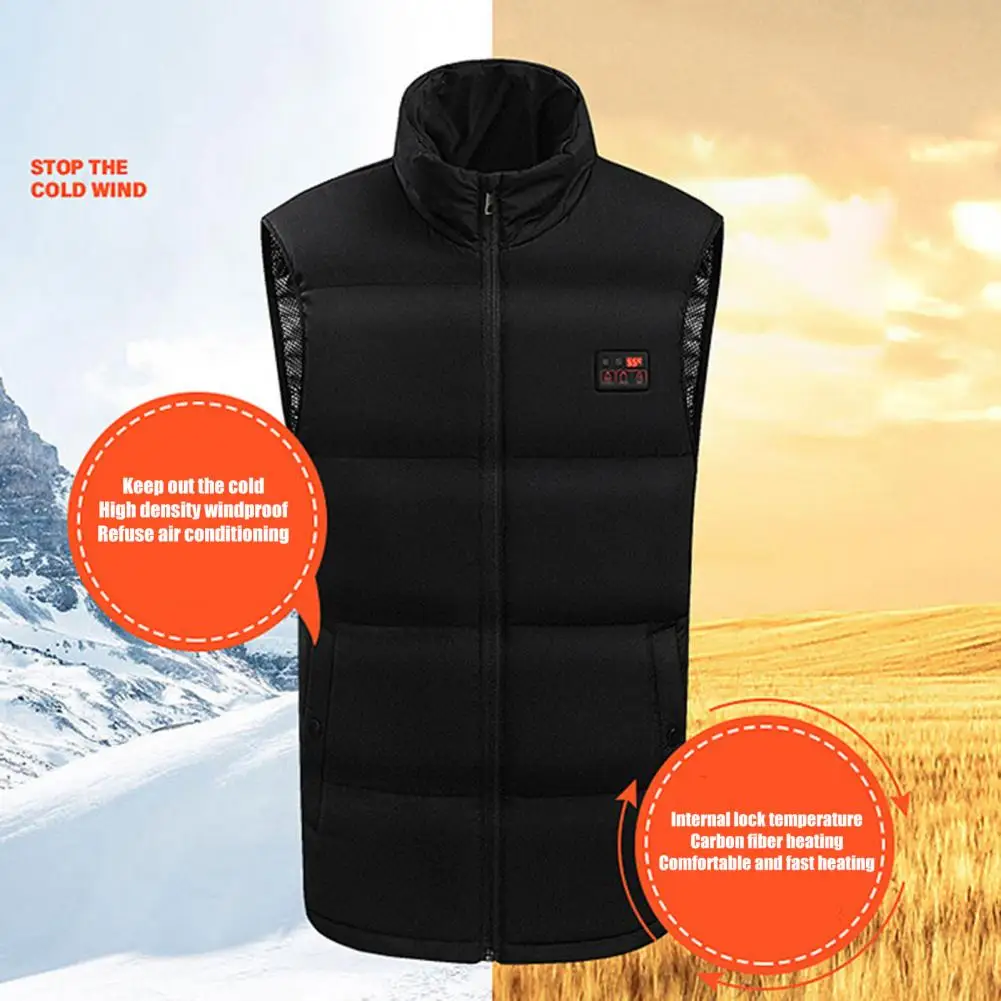 

Men Heating Waistcoat Useful Windproof USB Heating Vest Stand Collar Stable Performance USB Heating Vest