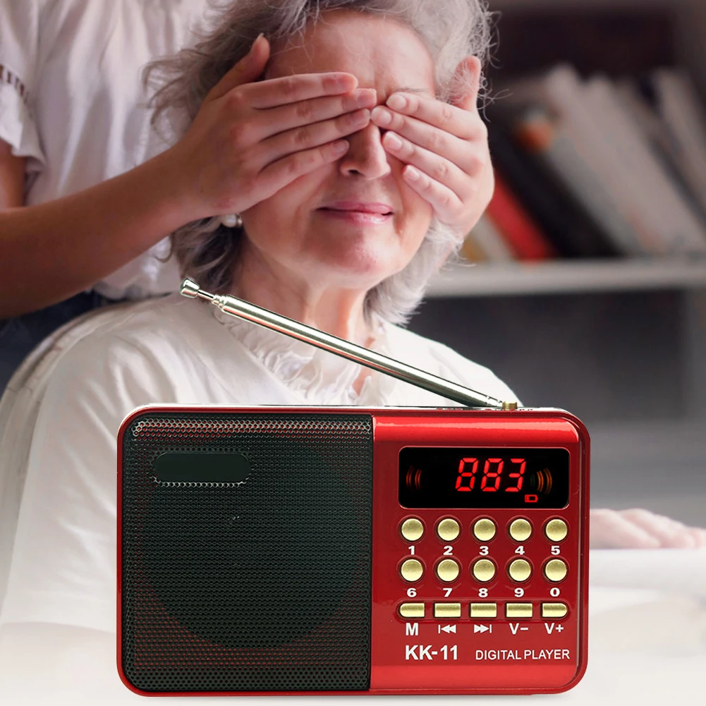 

K11 Mini Portable Radio Gift For The Elderly Handheld Fm Usb Tf Mp3 Player Fpeaker Device Rechargeable Digital Frequency Modulat