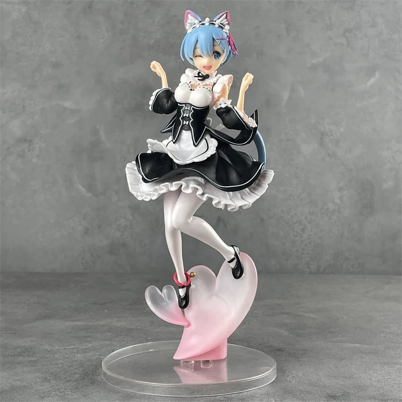 

22cm Anime Re:Life in A Different World From Zero Ram Rem Apron Maid Dress Up Cute Figure Doll PVC Collection Model Toys Gift