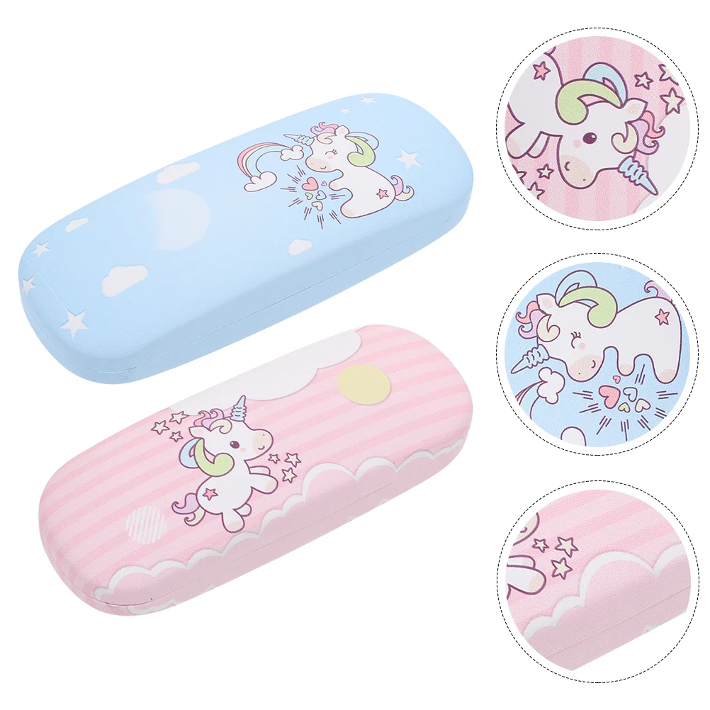 

2 Pcs Unicorn Glasses Case Children Eyeglasses Adorable Reading Frame Travel Organizer Pu Cute