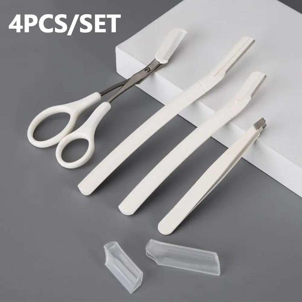 

4Pcs/Set Of Professional Eyebrow Trimming Set stainless Steel Eyebrow Trimmer Eyebrow Comb Set Cosmetic Accessories